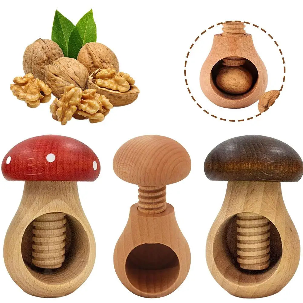 Wooden Mushroom Walnut Cracker – Manual Screw Press Nutcracker Manual Nutcracker Richie's