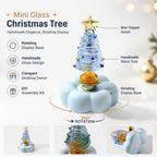 Glass Christmas Tree Figurine with Rotating Ceramic Base | Mini Christmas Figurine Richie's