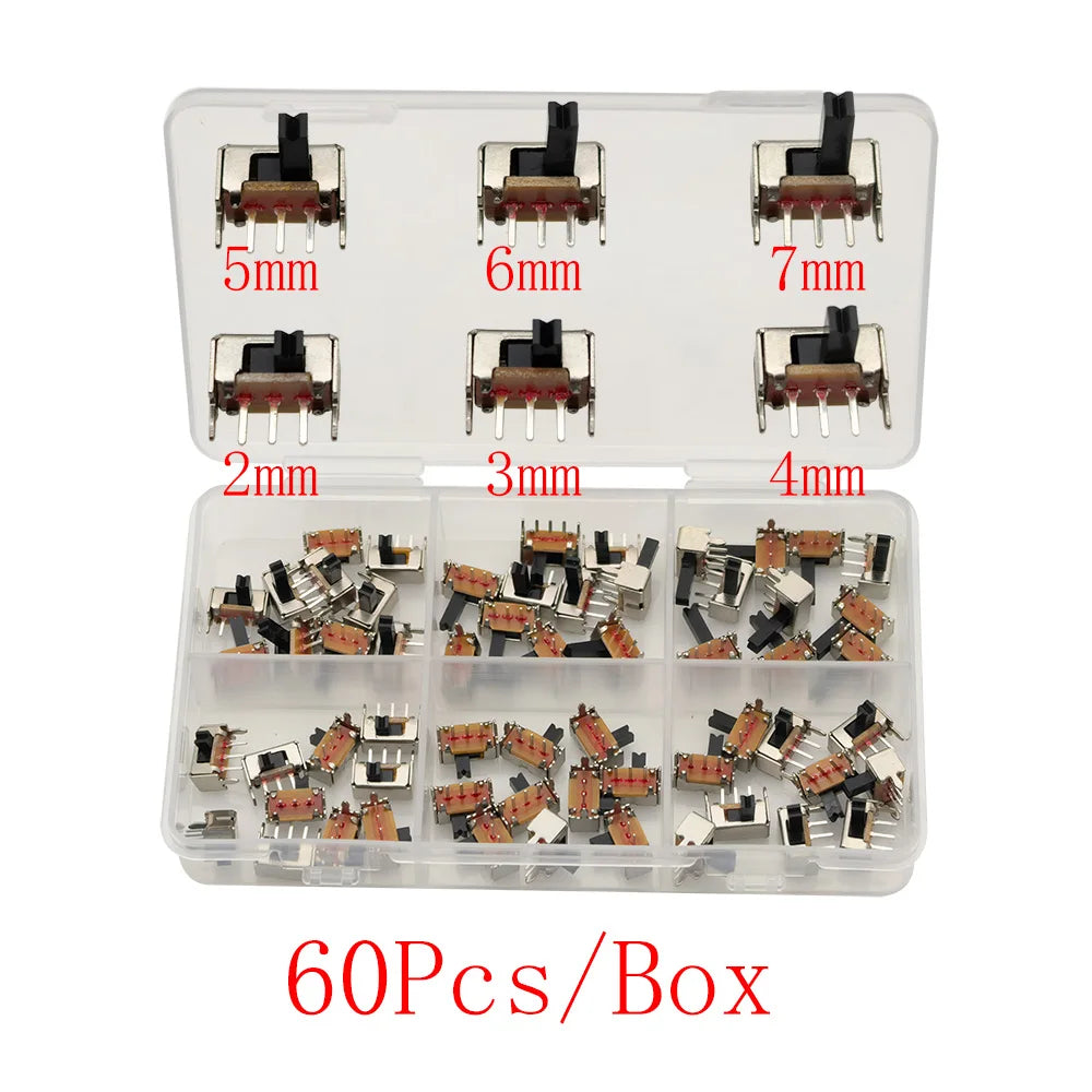 Mini Slide Switch Kit 3-Pin SPDT DIP PCB Toggle 40–100pcs Slide Switch Kit Richie's C-60Pcs