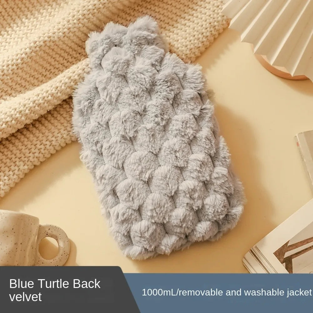 Plush Hot Water Bag – Soft Portable Hand & Belly Warmer Hot Water Bottle Richie's Blue-1000ml