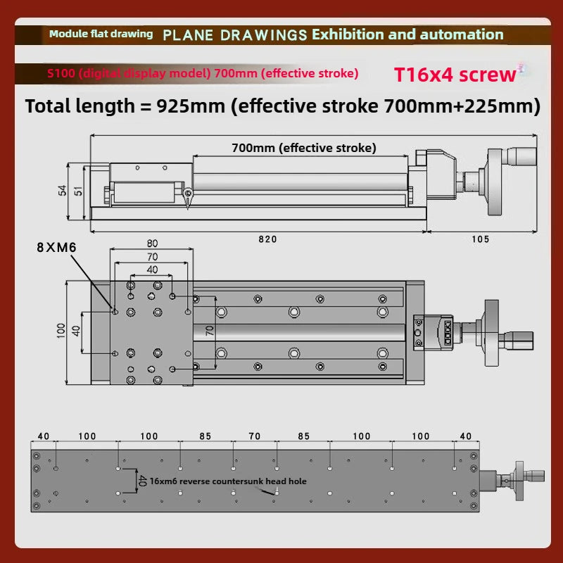 XYZ Manual Linear Slide Table Digital Display & Handwheel S100 Linear Slide Table Richie's S100-700MM-H