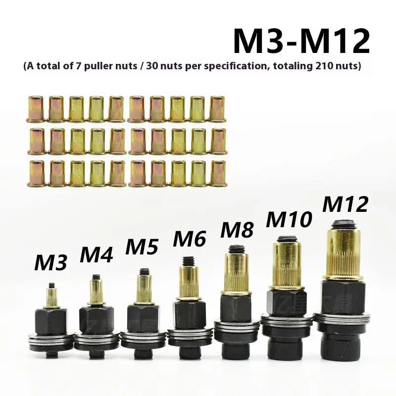 11-Piece Manual Rivet Nut Tool Set – M3 to M12 Hand Riveter Rivet Nut Tool Richie's