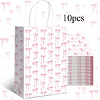 Pink Bow Paper Gift Bags with Handles | Party Favor Bags 6/10pk Paper Gift Bags Richie's 10pcs One size fits all