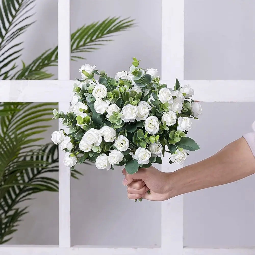 Artificial Eucalyptus Rose Bouquet – Lifelike Floral Décor Artificial Flower Bouquet Richie's