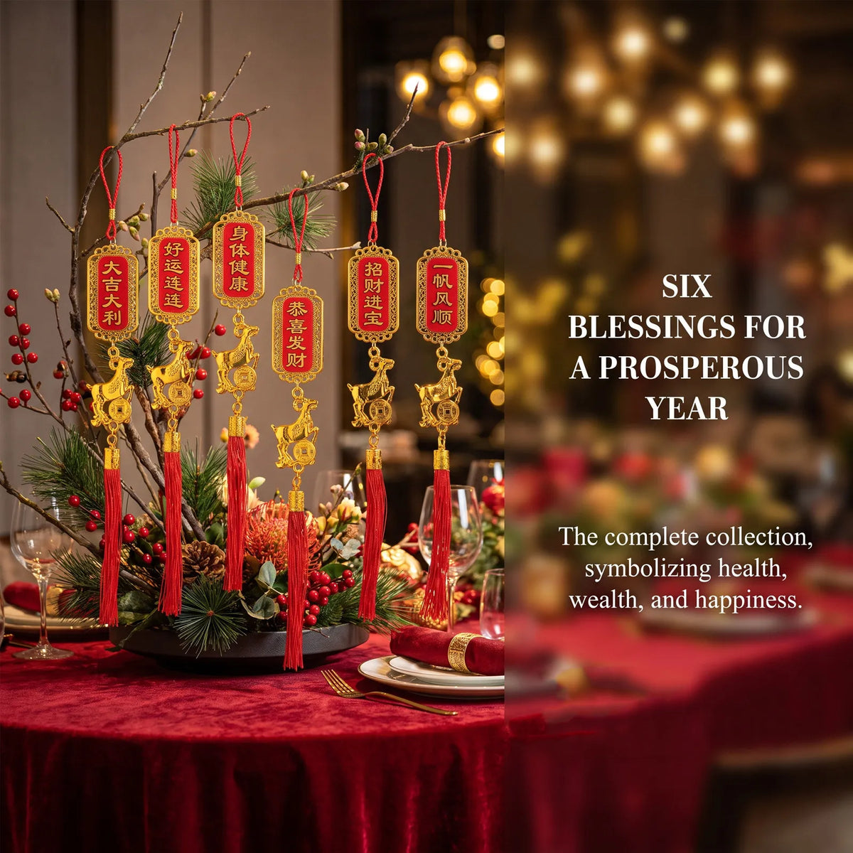 5Pcs Chinese New Year 2027 Goat Zodiac Tassel Hanging Ornaments Holiday Hanging Ornaments Richie's