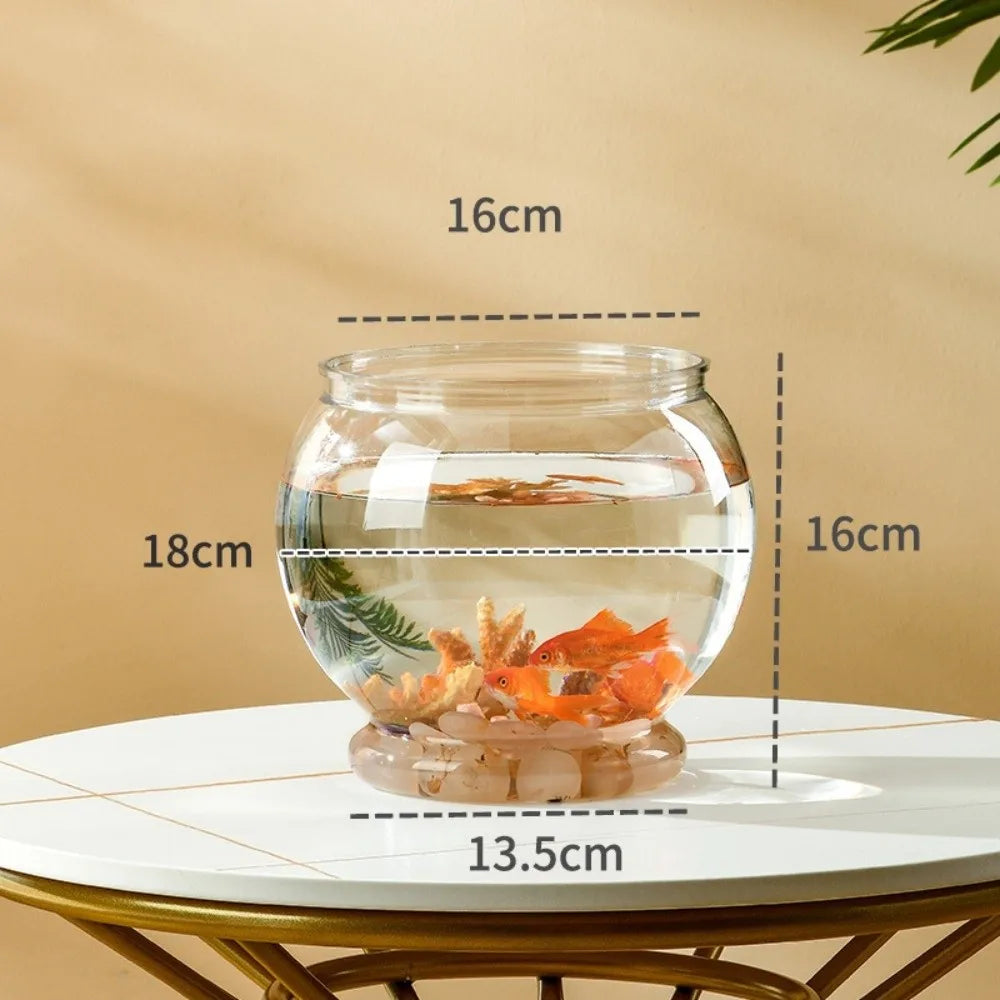 Round Clear Plastic Fish Bowl – Lightweight Small Aquarium Plastic Fish Bowl Richie's D