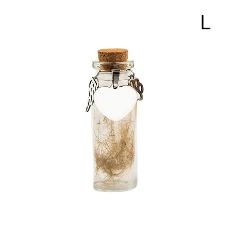 Pet Memorial Bottle – Fur Keepsake Jar with Silver Charms Pet Memorial Keepsake Richie's L