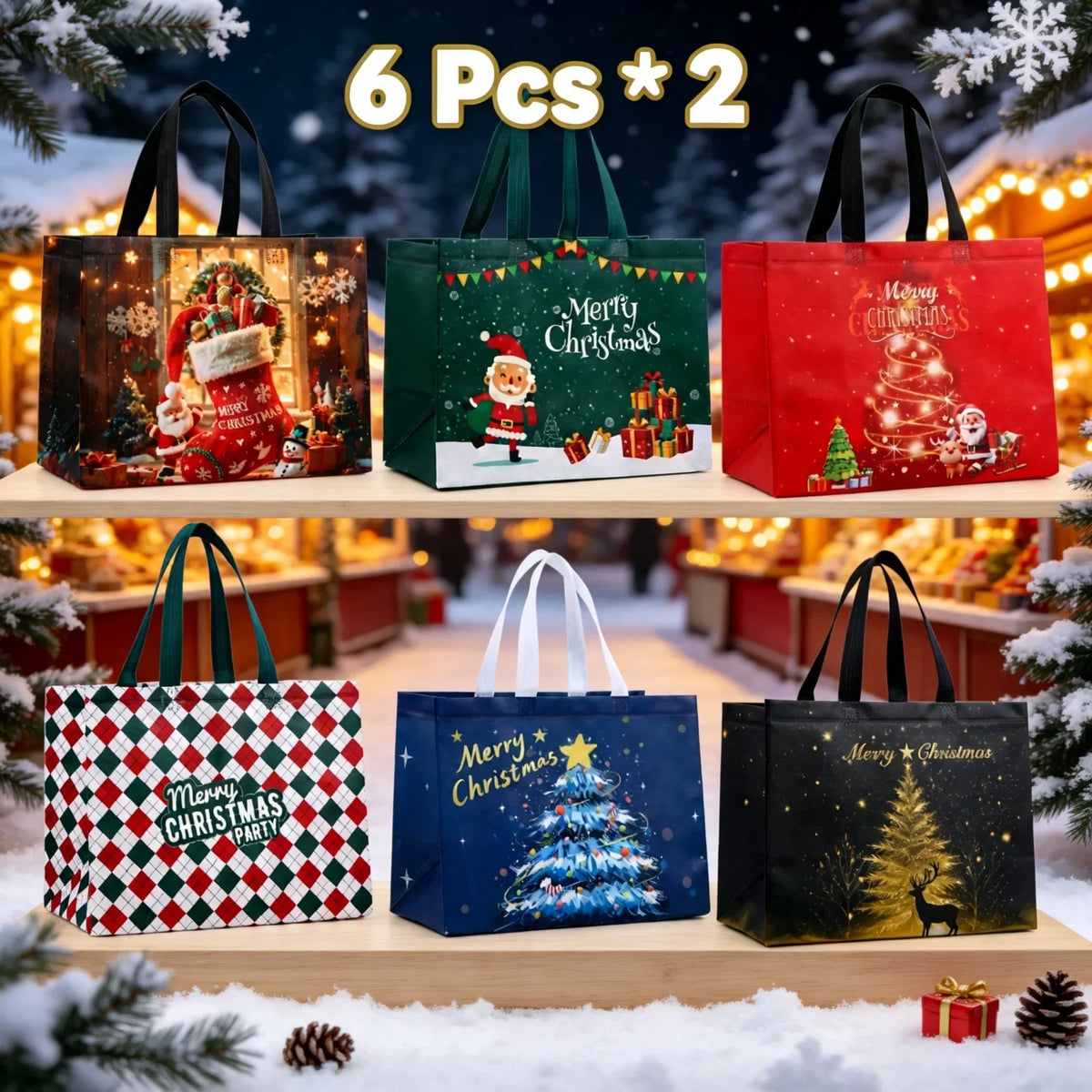 12-Pack Extra Large Christmas Gift Bags – Reusable Non-Woven Tote Christmas Gift Bags Richie's 12 Pcs