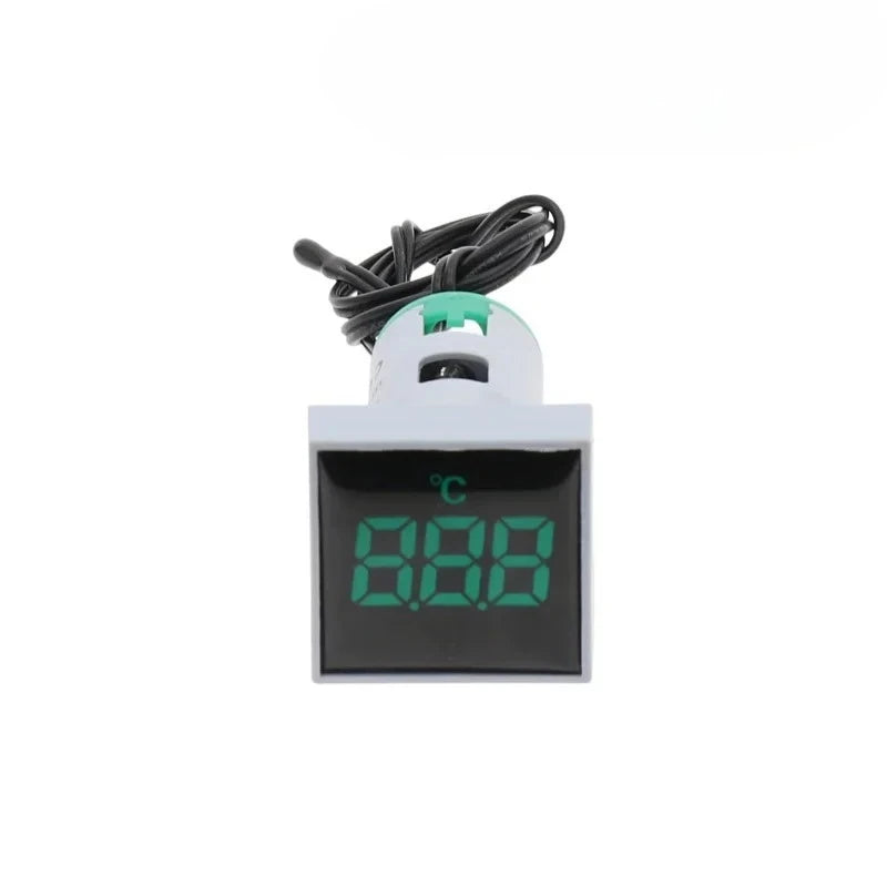 YeNiuDQ 22mm LED Digital Panel Thermometer Meter with Probe Digital Thermometer Meter Richie's green