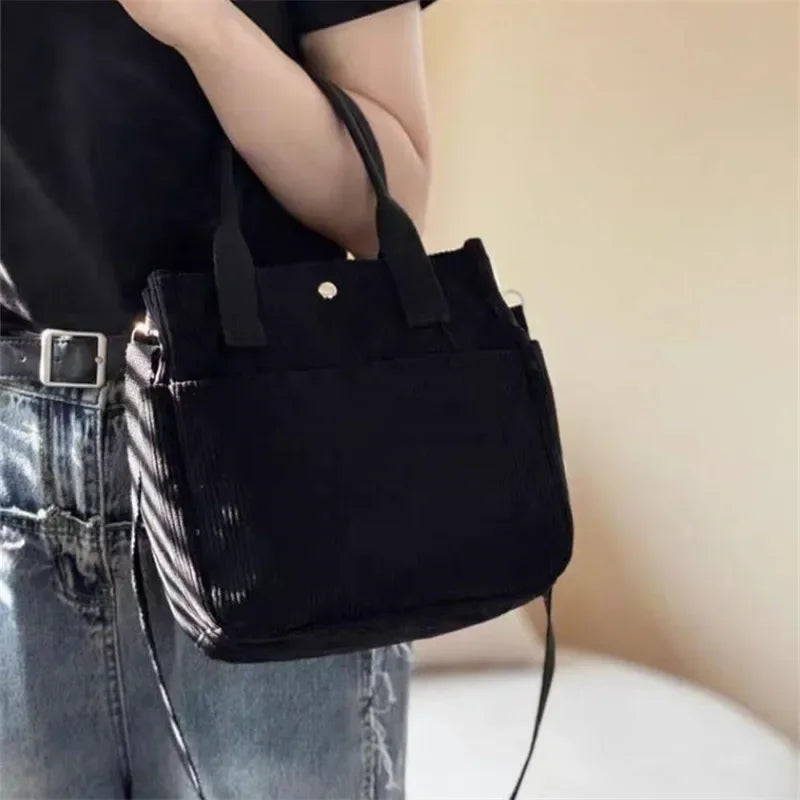 Large Corduroy Tote Bag – Women's Shoulder Bag for Work & College Corduroy Tote Bag Richie's Black