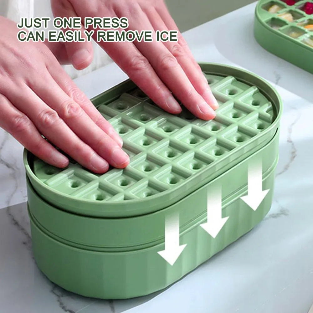 72-Cube Stackable Press Ice Tray with Storage Box & Scoop Ice Cube Tray Richie's