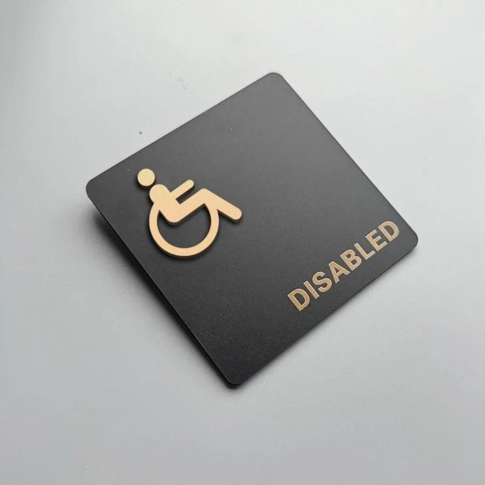 3D Acrylic Restroom Door Sign 15x15cm – Universal Bathroom Sign Door Sign Plate Richie's DISABLED