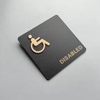 3D Acrylic Restroom Door Sign 15x15cm – Universal Bathroom Sign Door Sign Plate Richie's DISABLED