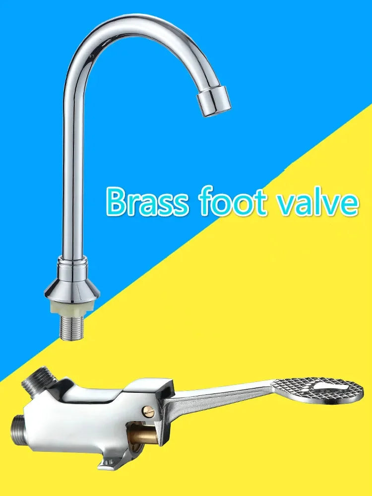 Brass Foot-Operated Faucet – Hands-Free Single Cold Basin Tap Foot-Operated Faucet Richie's