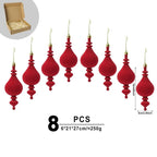 8pcs Velvet Gift Box Christmas Tree Ornaments – Flocked Pendants Christmas Tree Ornaments Richie's Red 1.5cm