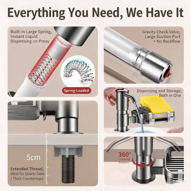 Kitchen Sink Soap Dispenser Pump with Rack & Extension Tube Soap Dispenser Richie's