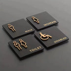 3D Acrylic Restroom Door Sign 15x15cm – Universal Bathroom Sign Door Sign Plate Richie's