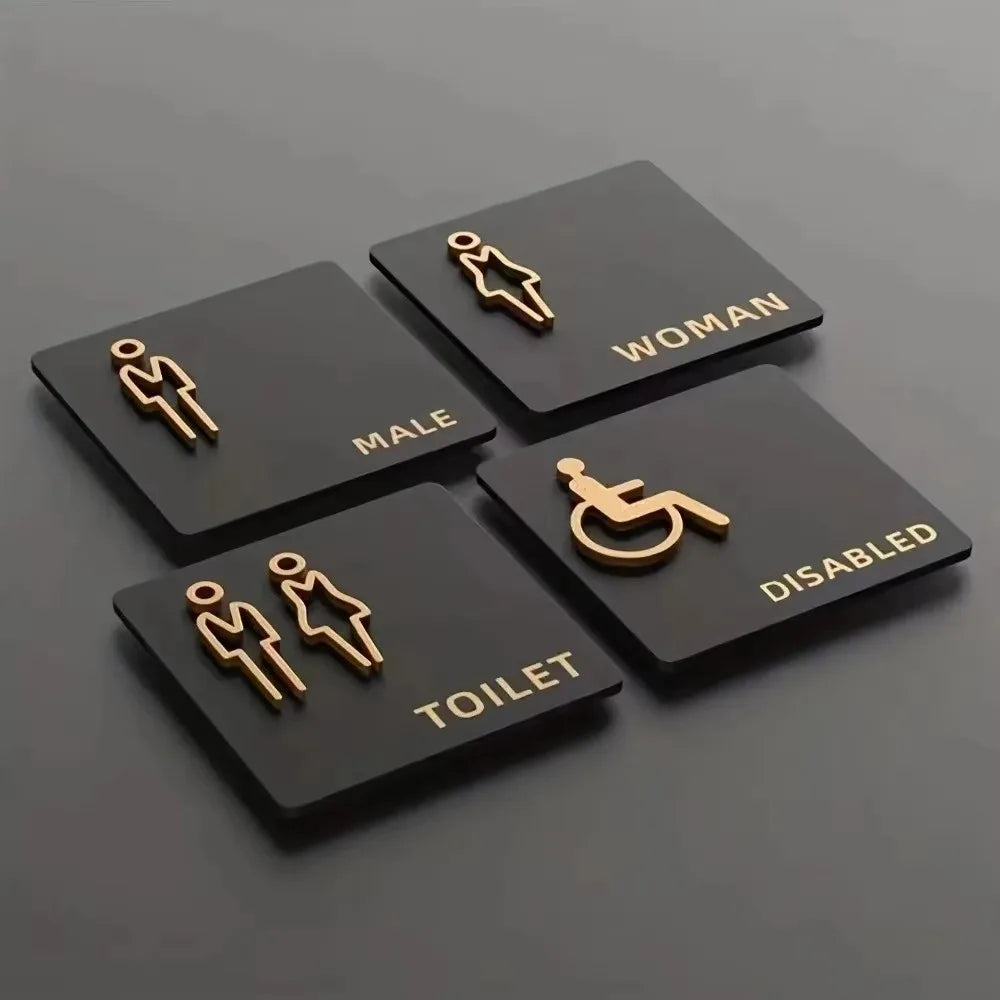 3D Acrylic Restroom Door Sign 15x15cm – Universal Bathroom Sign Door Sign Plate Richie's