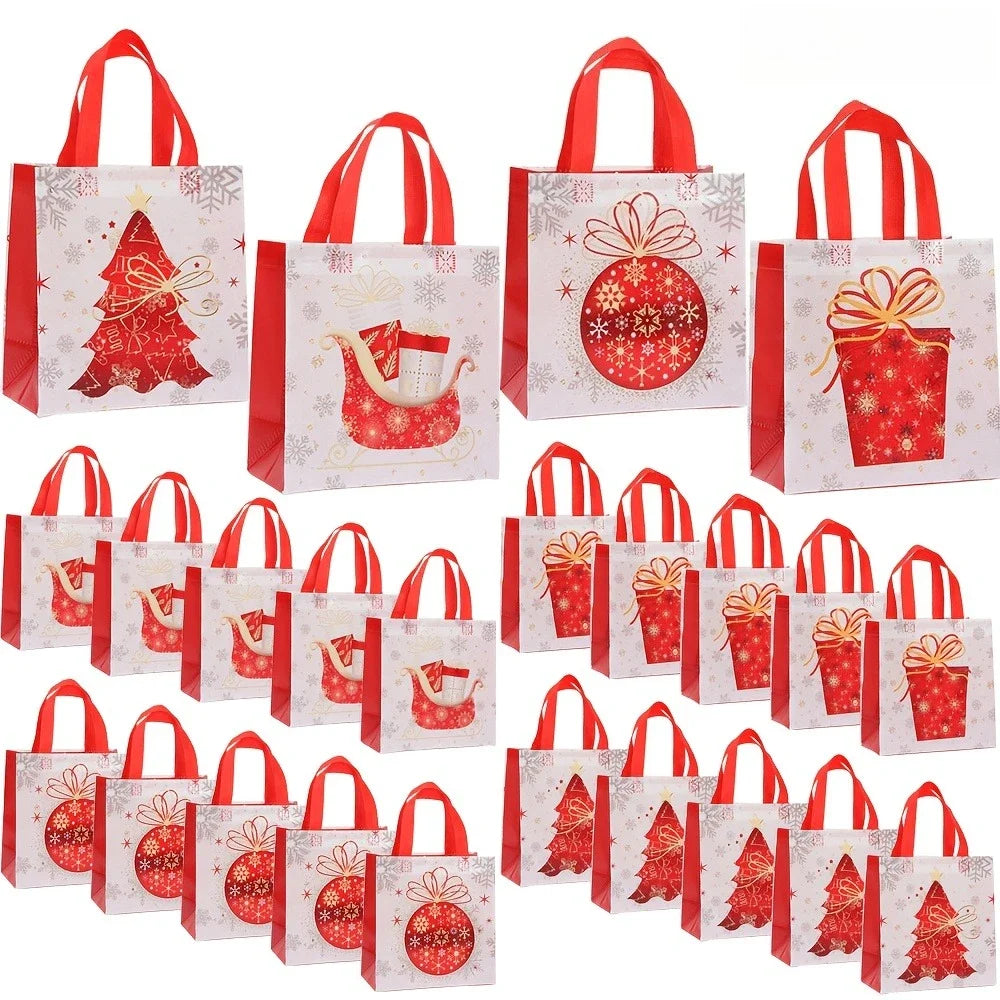 Red Christmas Gift Bags – Trees & Snowflakes Set of 4 Christmas Gift Bags Richie's