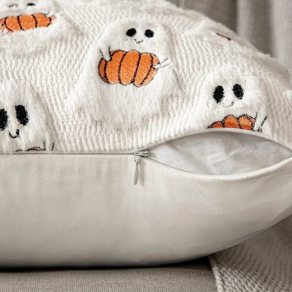 Halloween Ghost Pumpkin Throw Pillow Cover 45x45cm Throw Pillow Cover Richie's