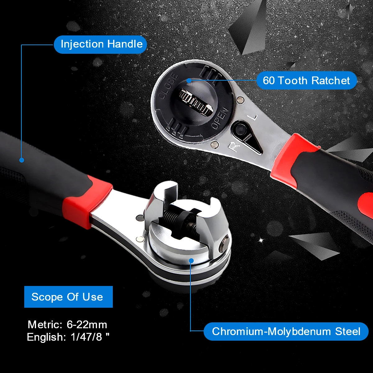Heavy Duty Adjustable Ratchet Wrench – Non-Slip Steel Socket Ratchet Wrench Richie's