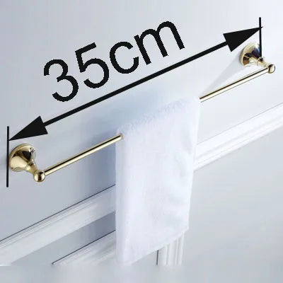 Wall Mounted Brass Towel Bar with Hook 60cm – Chrome/Gold Towel Bar Rack Richie's Gold 35 CM