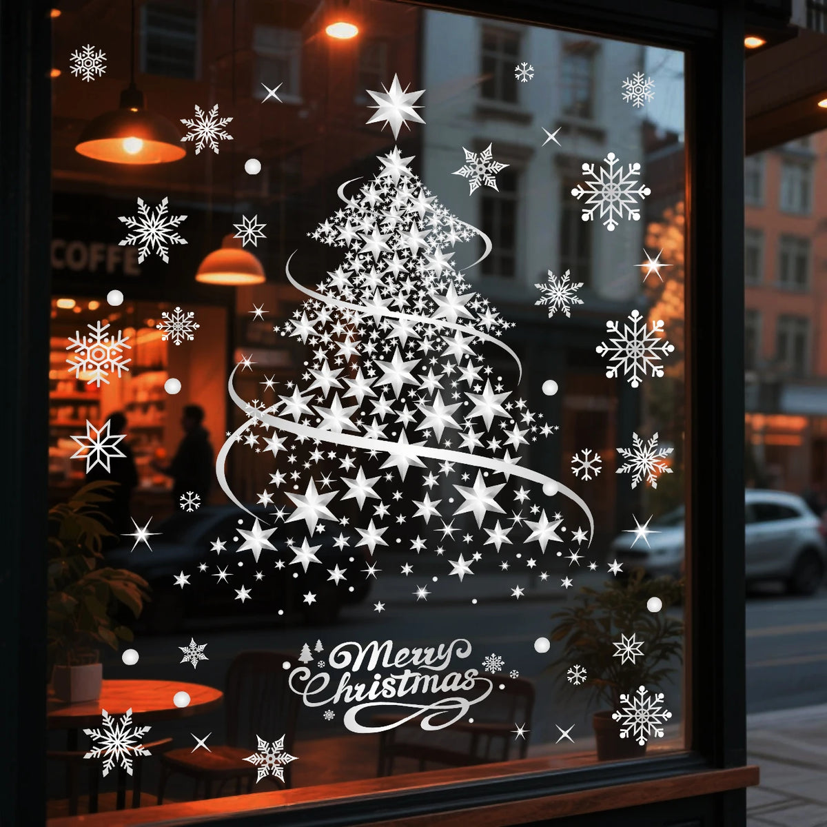 Silvery Christmas Tree Window Sticker – Reusable PVC Cling Window Cling Decoration Richie's