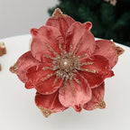 Artificial Glittery Poinsettia & Magnolia Stems | Xmas Décor Artificial Flower Stems Richie's