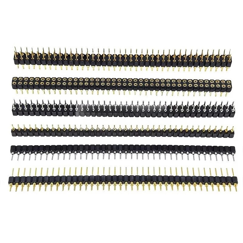 5 Pcs Gold Plated Pin Header 2.54mm Pitch Single/Double Row PCB Pin Header Richie's