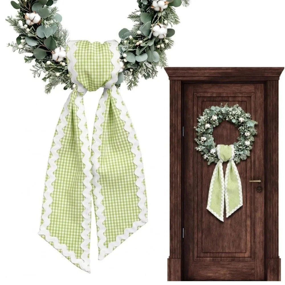 Cloth Wreath Sash Ric Rac Gingham Trim – Basket & Door Décor Decorative Sash Richie's F