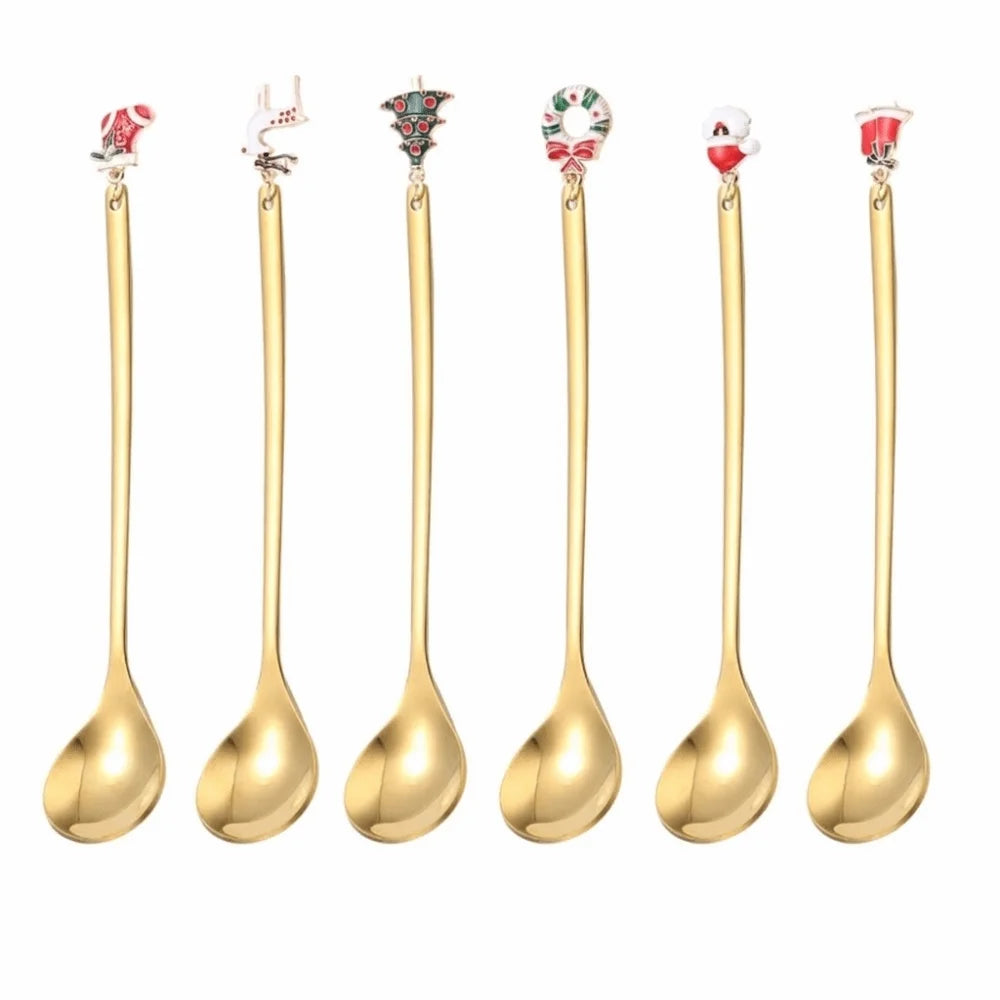 Christmas Stainless Steel Spoon Set with Holiday Pendants Holiday Spoon Set Richie's