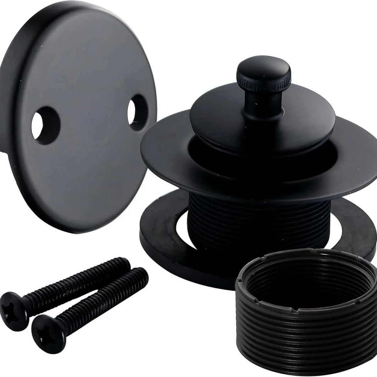 American Pull-Out Bathtub Drain Set with Overflow | Zinc Alloy Bathtub Drain Set Richie's TK3MB2 matte black