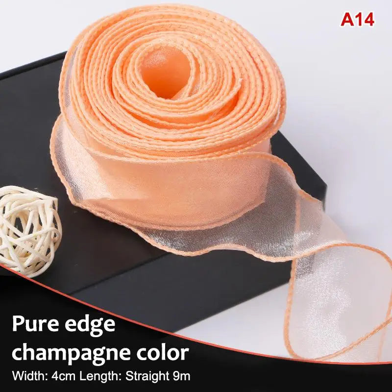 10 Yards Organza Wavy Edge Ribbon 4cm – Bouquet & Gift Wrap Craft Ribbon Richie's A14 10yard