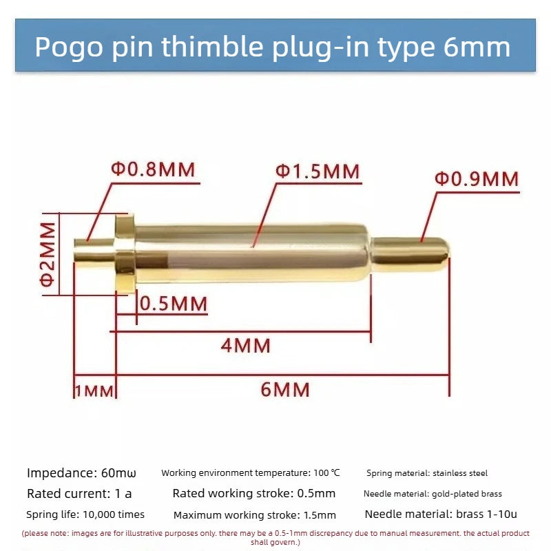 DIP SMD Double Spring PCB Pogo Pin Connectors 20/50/100 Pcs