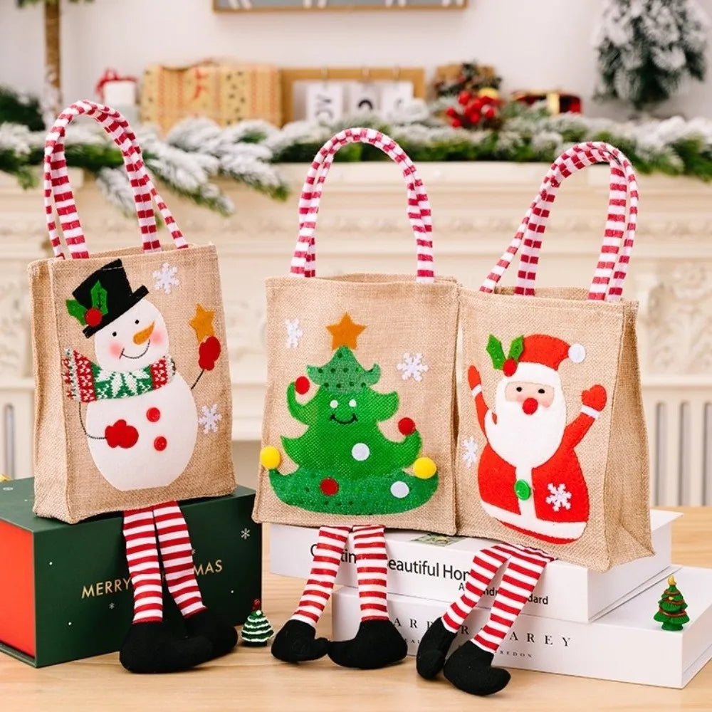 Linen Christmas Gift Bags – Santa Snowman Xmas Designs Christmas Gift Bag Richie's