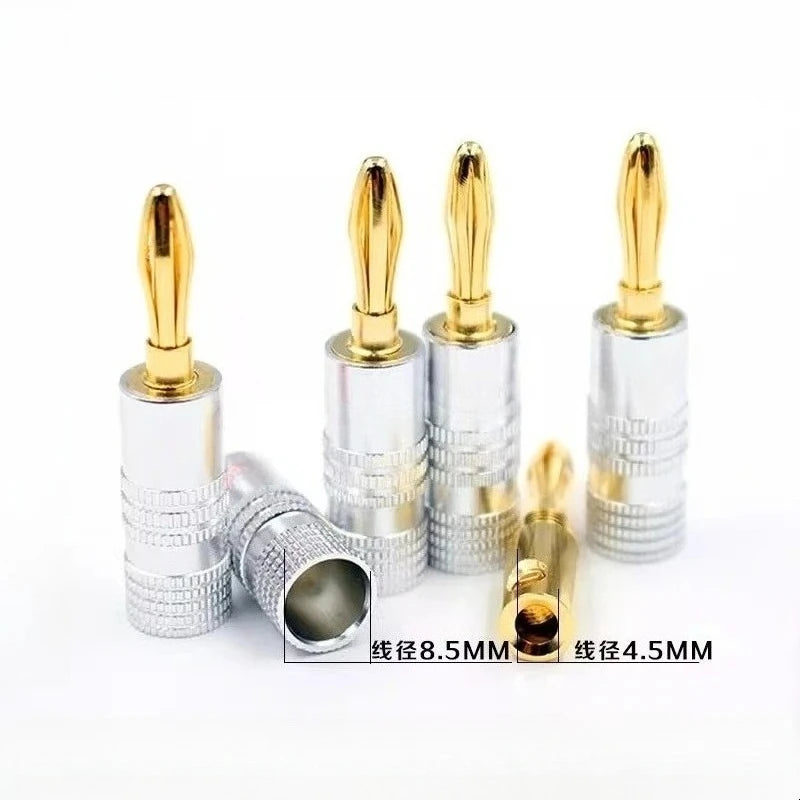 Gold-Plated Brass 4mm Banana Plugs Solderless Speaker Connectors Speaker Banana Plugs Richie's