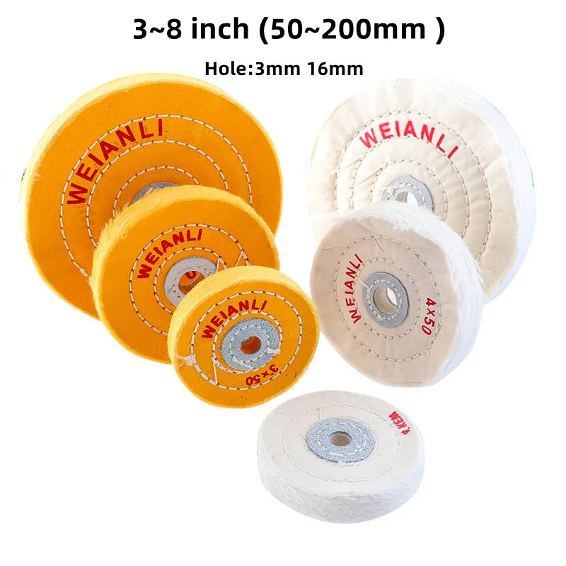 Cotton Buffing Wheel 2–8 Inch Jewelry Mirror Polishing Wheel Buffing Polishing Wheel Richie's Yellow 5 inch-125mm Small hole