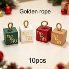 10pcs Christmas Cube Gift Boxes with Rope Handle | Favor Boxes Holiday Gift Boxes Richie's Random mixing 10pcs One size fits all