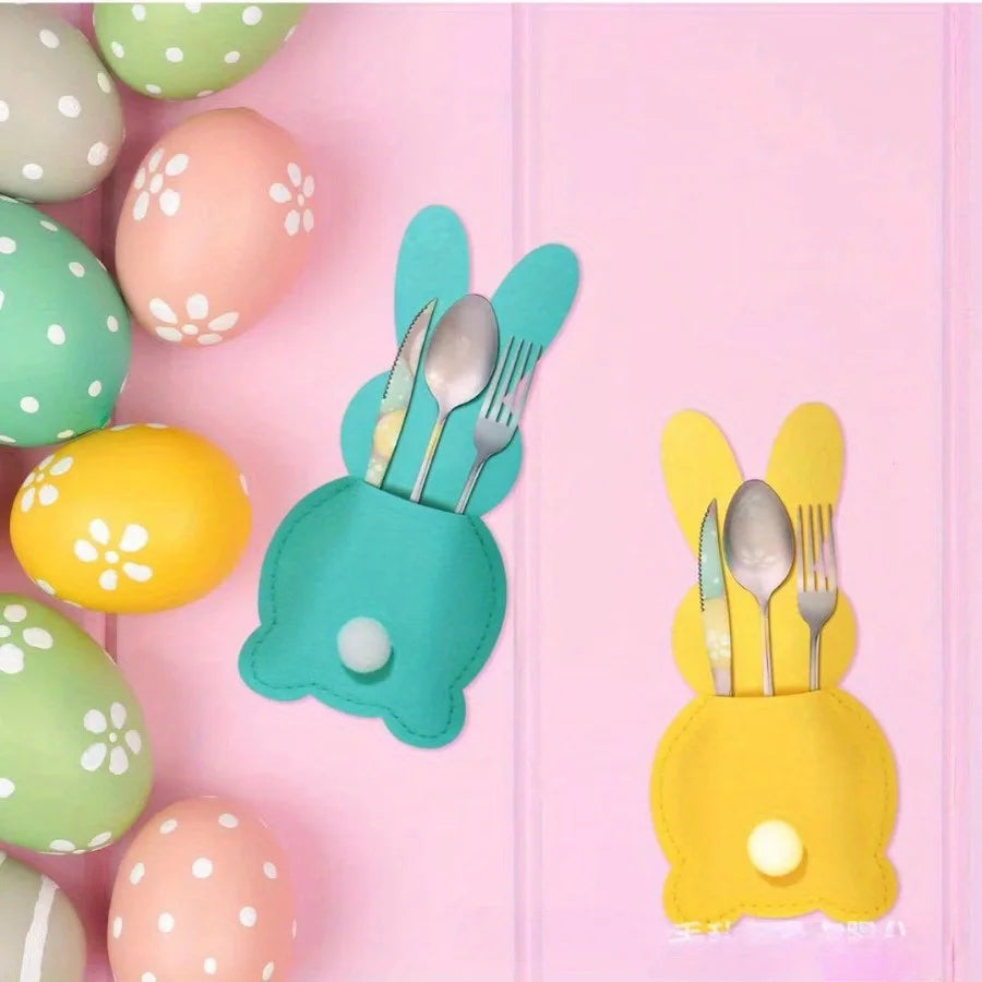 6pcs Easter Rabbit Felt Cutlery Bags – Egg Table Decoration Easter Table Decor Richie's