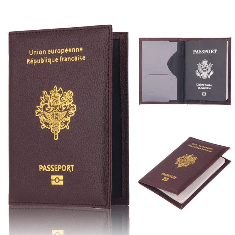France Passport Cover PU Leather Travel Wallet Card Holder Passport Travel Wallet Richie's