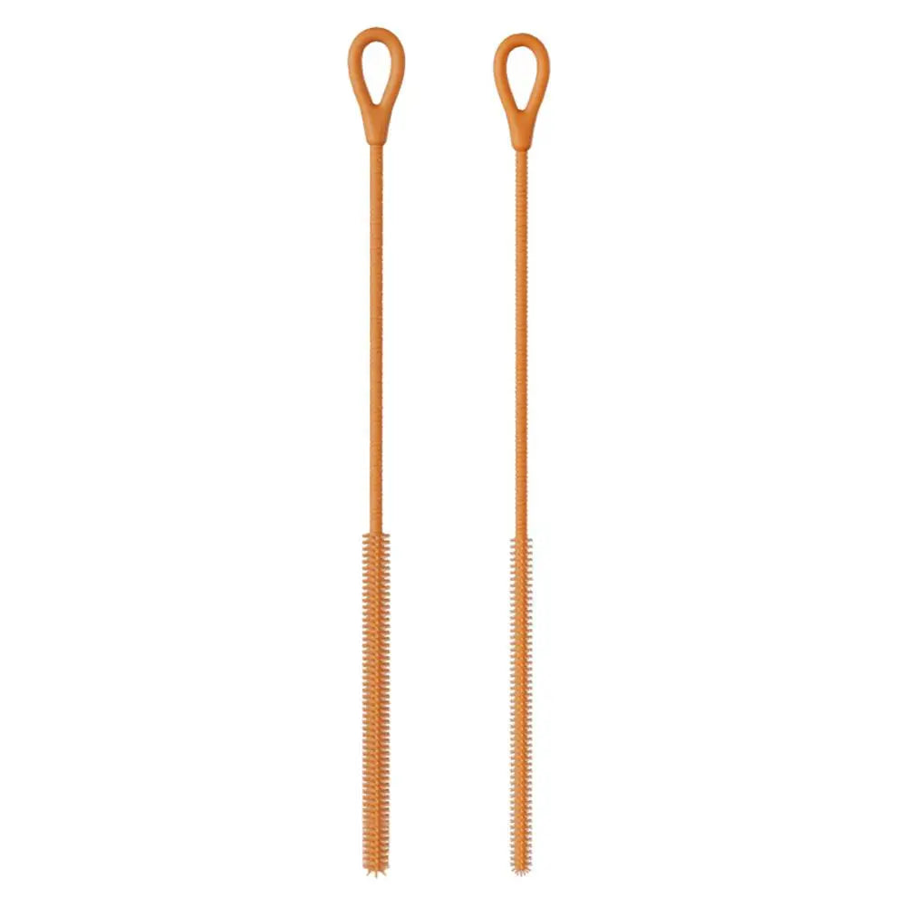 2PCS Silicone Straw Cleaning Brushes 25cm – Food-Grade 6mm & 9mm Straw Cleaning Brush Richie's Orange