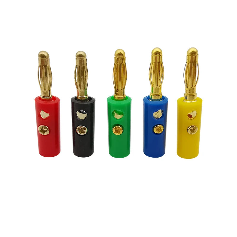 10Pcs 4mm Gold-Plated Banana Plug Solderless Screw Connector Set Banana Plug Connector Richie's