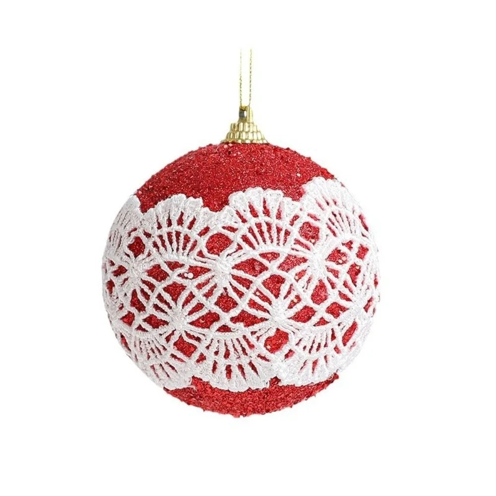 8cm Lace Foam Christmas Ball Ornament | Xmas Tree Pendant Christmas Ornament Richie's
