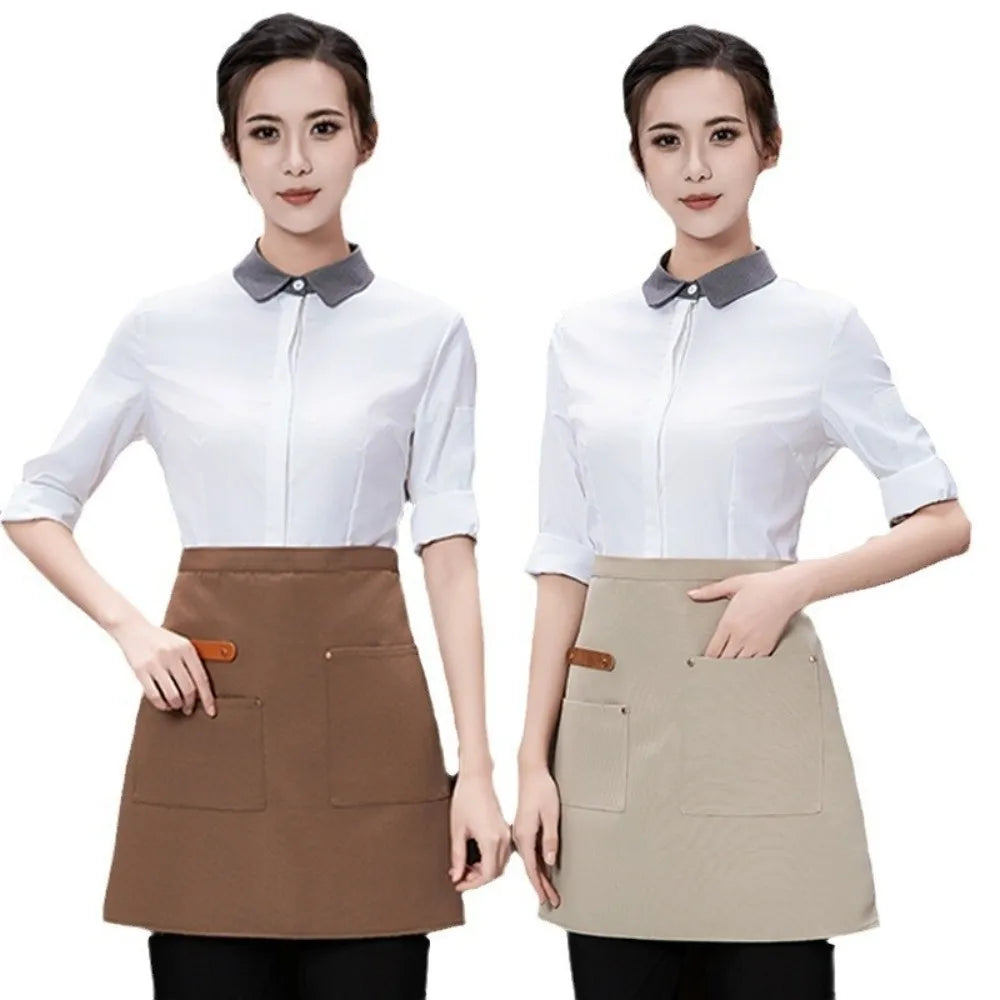 Canvas Half Apron Multi-Pocket Waterproof Kitchen Restaurant Kitchen Apron Richie's