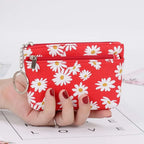 Daisy Print Coin Purse with Zipper & Keychain – Women's Wallet Coin Purse Wallet Richie's Red