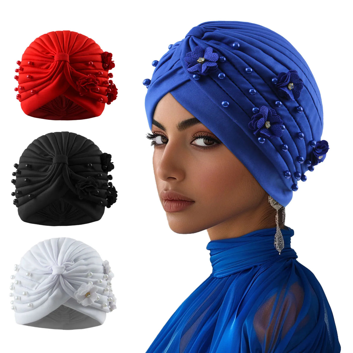 Floral Turban Hijab Hat – Elastic African Head Wrap for Women Turban Hijab Hat Richie's