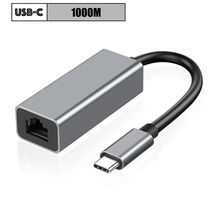 USB-C to RJ45 Gigabit Ethernet Adapter 100/1000Mbps Network Card USB-C Ethernet Adapter Richie's 1000M Gray