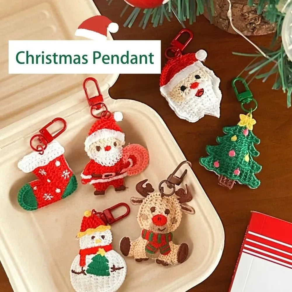 Handmade Christmas Woven Keychain Pendant – Santa & Tree Charm Christmas Keychain Pendant Richie's