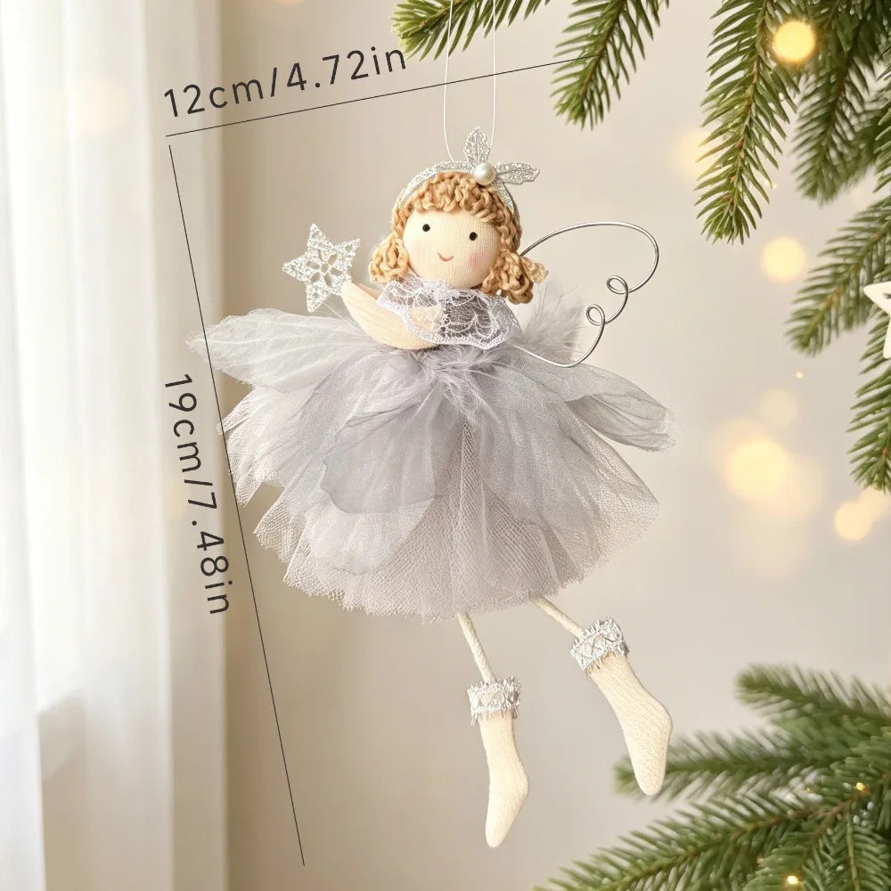 Plush Christmas Angel Ornament – Fluffy Wings Hanging Pendant Christmas Ornament Richie's Style-6
