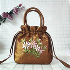 Women Embroidery Flower Cosmetic Bag – Ethnic Mini Purse & Pouch Cosmetic Pouch Richie's Dark Brown